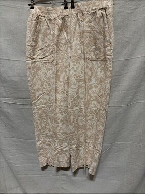 Rafaella Beige Floral Midi Skirt with Patch Pockets